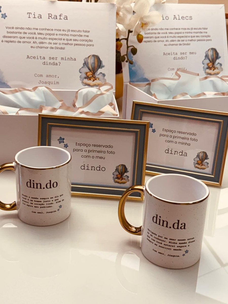 Kit Porta Retrato + Caneca Dourada