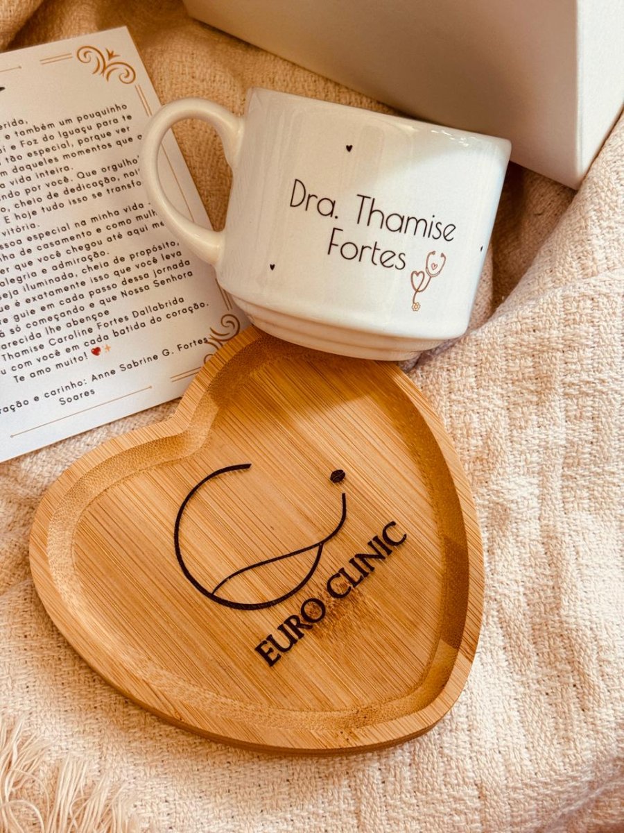 Kit Xícara+ Pires Bambu+ Bolachinhas em Saquinho 