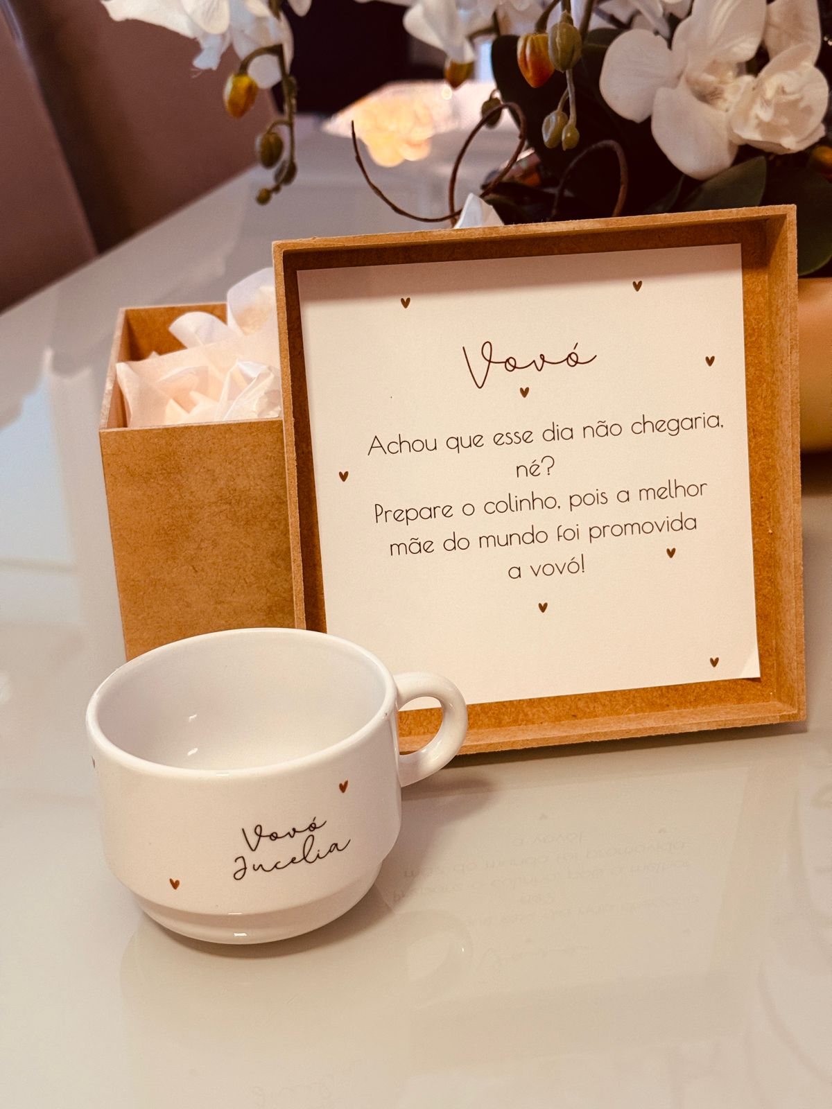 1 Xícara na Caixa de Mdf 