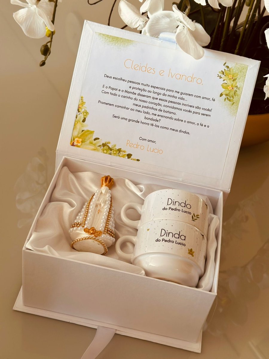 kit 2 xícaras + imagem nossa senhora
