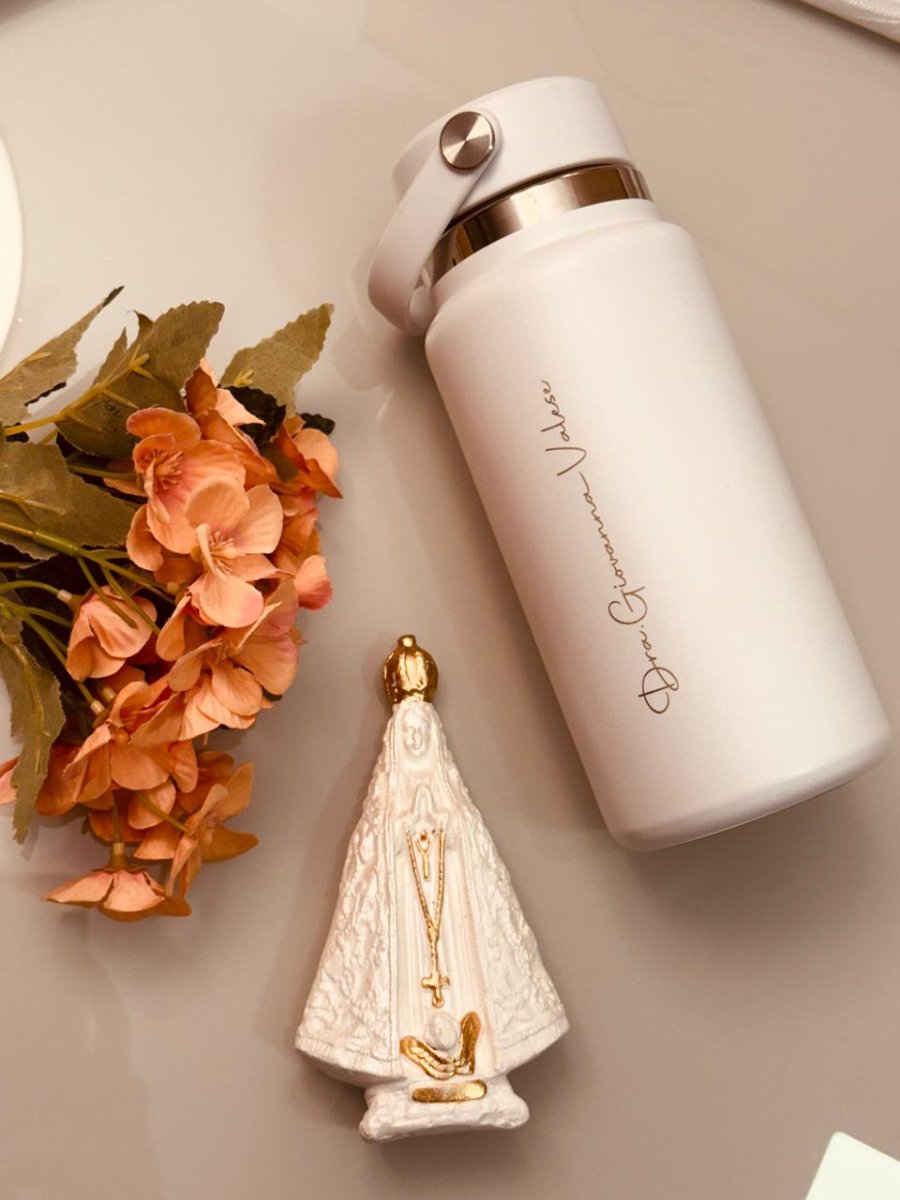 Kit Garrafa Térmica 700ml + Imagem Nossa Senhora