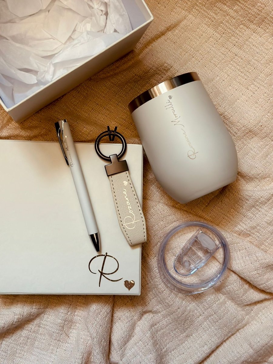 kit copo térmico + chaveiro + caneta