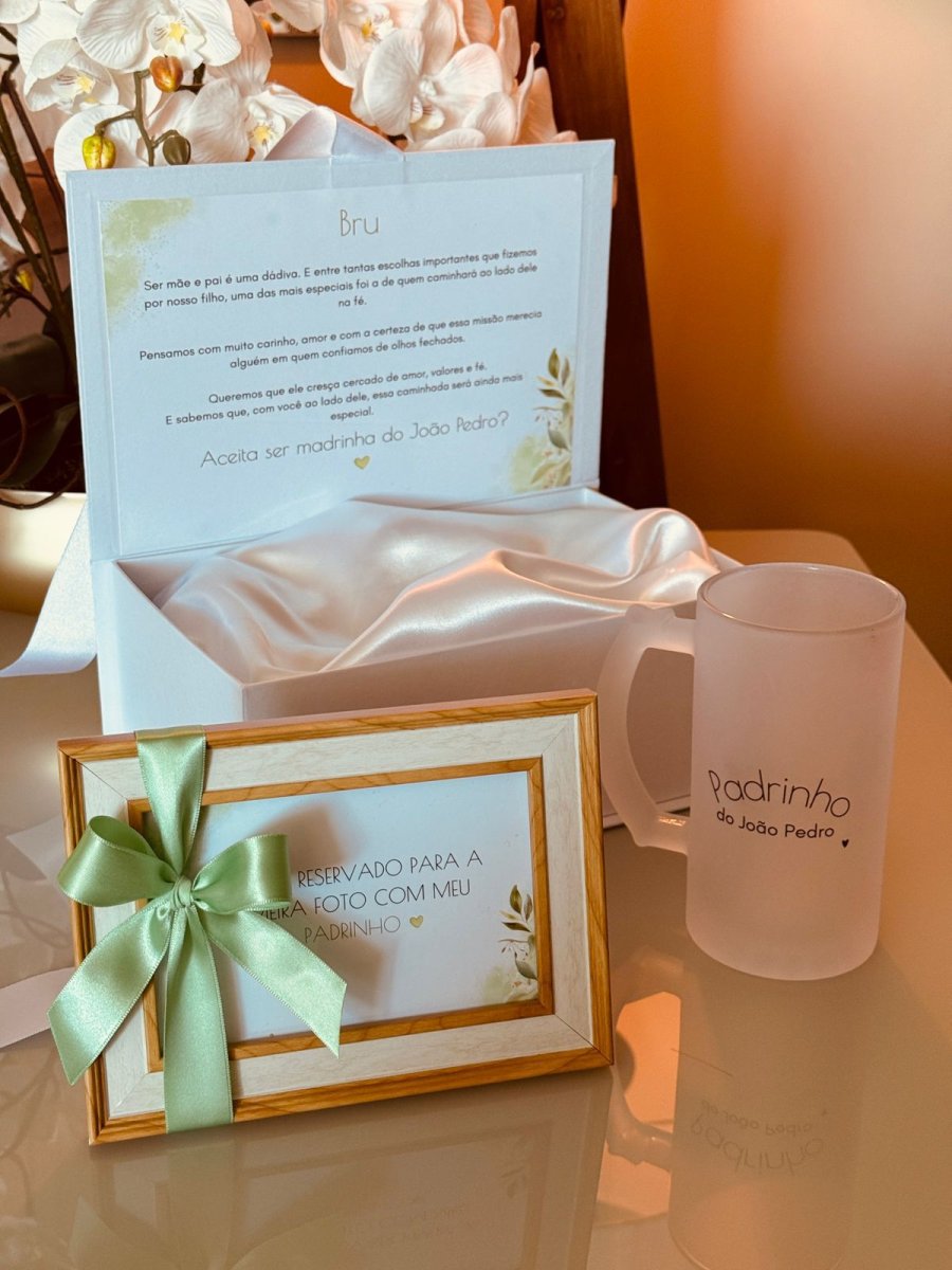 Kit Convite com Porta Retrato + Copo de Chopp 