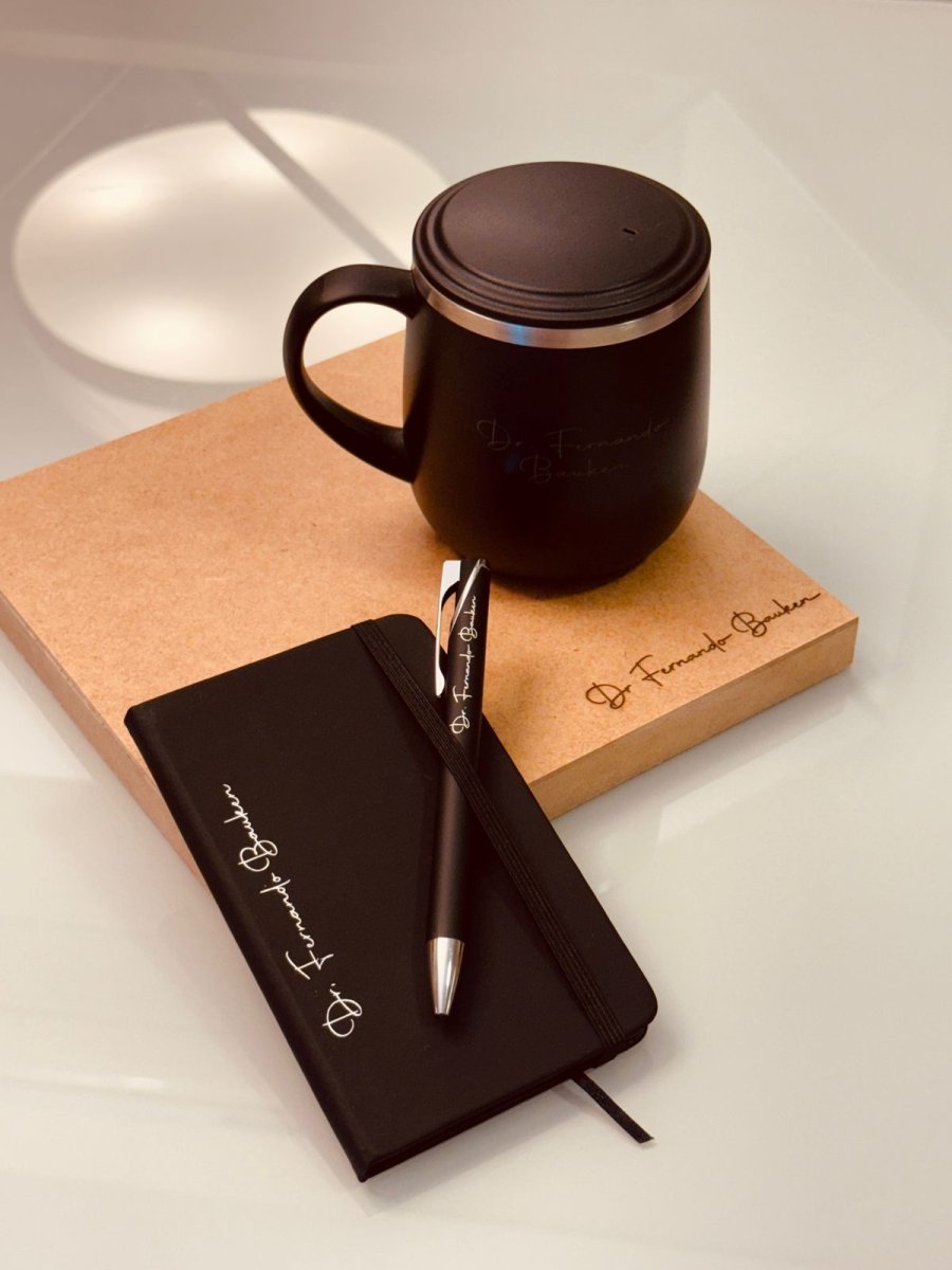 Kit copo térmico + bloquinho+ caneta 